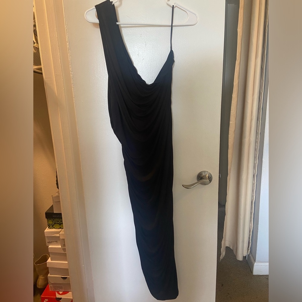 SHEIN SXY Plus One Shoulder Ruched Asymmetrical Bodycon Dress